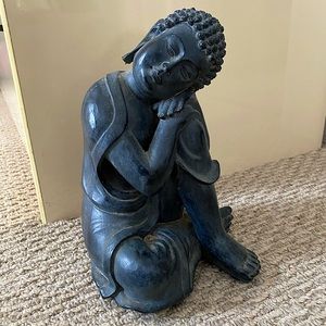 GRAY BUDDHA STATUE HOME DECOR SERENITY ZEN